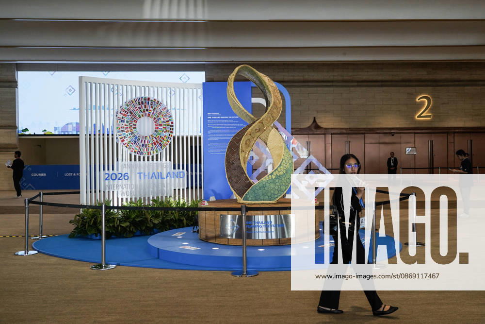 IMF World Bank 2026 Annual Meetings In Bangkok. A person walks past signs at the venue of the annual meetings of the International Monetary Fund (IMF) and the World Bank Group, at the Queen Sirikit National Convention Center in Bangkok, Thailand, on October 10, 2026. Bangkok Bangkok Thailand