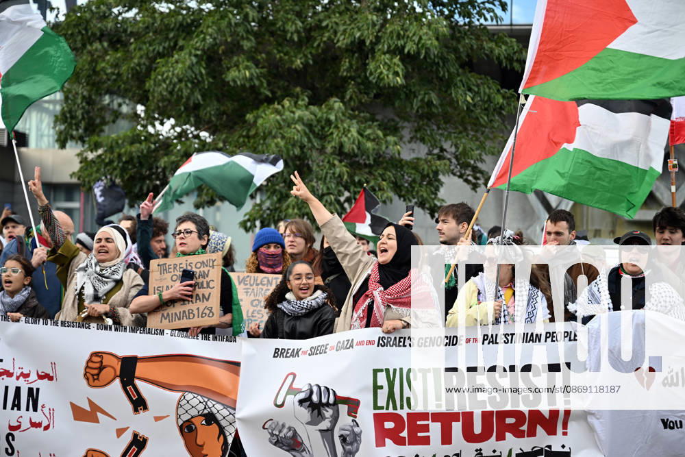Demonstrators march in Brussels to commemorate Palestinians who lost their lives in Gaza BRUSSELS, BELGIUM - OCTOBER 10: Hundreds of demonstrators gather outside Brussels-Midi railway station before marching toward the Israeli Embassy to commemorate Palestinians who lost their lives in Gaza and call for political measures against Israel, in Brussels, Belgium, on October 10, 2026. Dursun Aydemir Anadolu Brussels Belgium. Editorial use only. Please get in touch for any other usage.