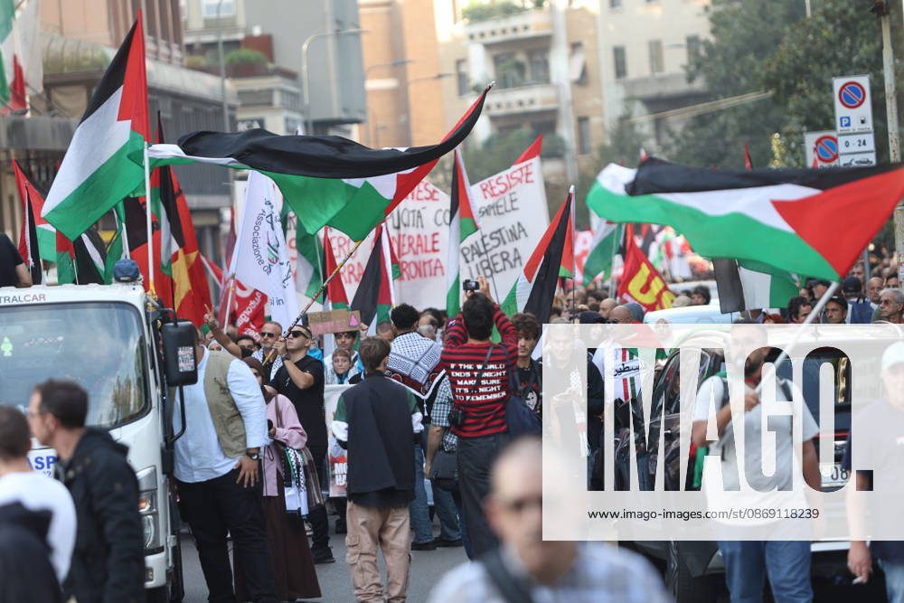 IPA89506061 - Milan, National Day of Mobilization: The End of Genocide Is the End of Zionism, marking the third anniversary of the start of the conflict in Gaza