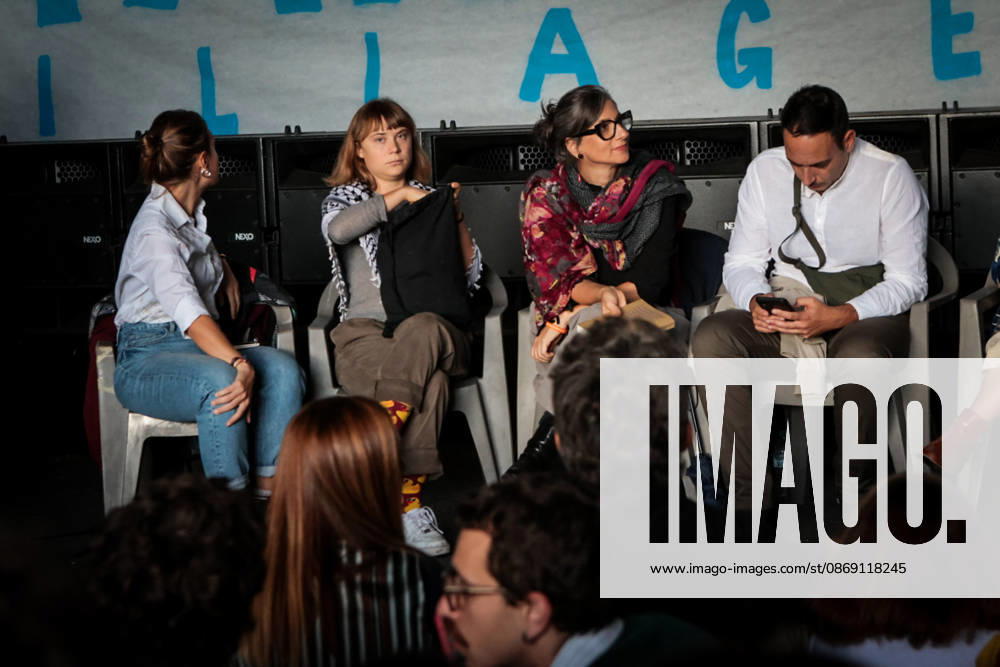 IPA89506298 - Naples, October 10, 2026 Conference at the former NATO base; Greta Thunberg in Bagnoli discussing the CPRs, and today at the march and the pro-PAL debate with Francesca Albanese (NeaPhoto Renato Esposito)