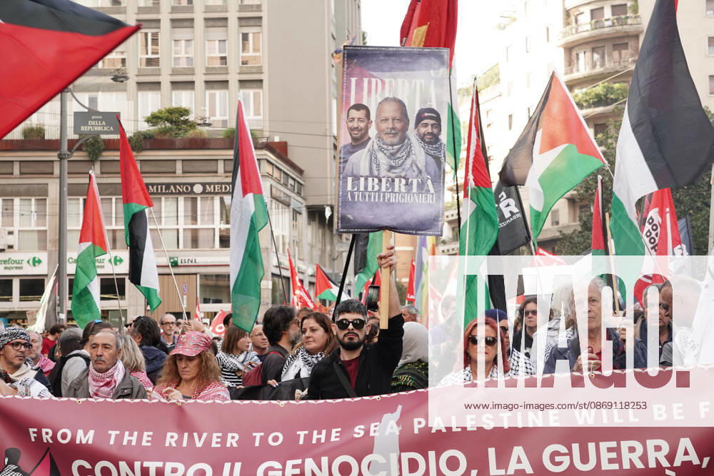 IPA89506375 - Milan, October 10, 2026, a day of national mobilization, The end of genocide is the end of Zionism, marking the third anniversary of the start of the conflict in Gaza