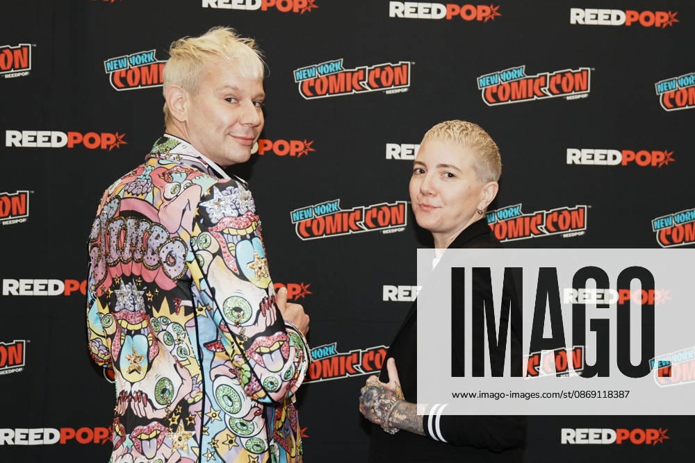 Drag queen and actor JIMBO and writer director JEM GARRARD pose for a photo as Tubi presents R.L. Stine s Pumpkin 2 at the 2026 NY Comic Con at the Javits Center on October 10, 2026 in New York. New York USA - ZUMAb148 20261010_zap_b148_023
