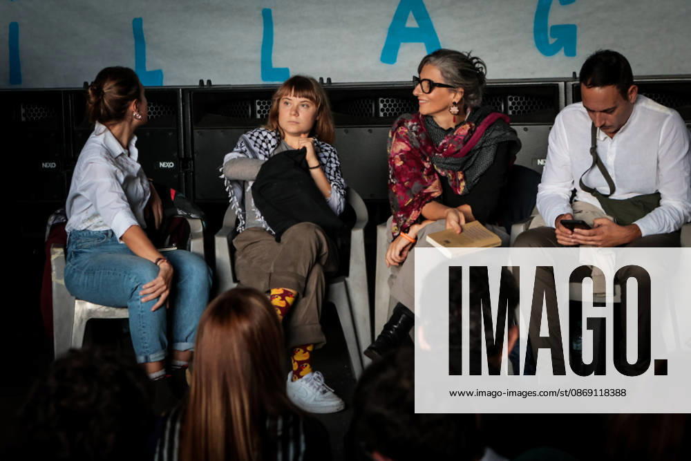 IPA89506292 - Naples, October 10, 2026: Conference at the former NATO base; Greta Thunberg in Bagnoli discussing the CPRs, and today at the march and the pro-PAL debate with Francesca Albanese (NeaPhoto Renato Esposito)