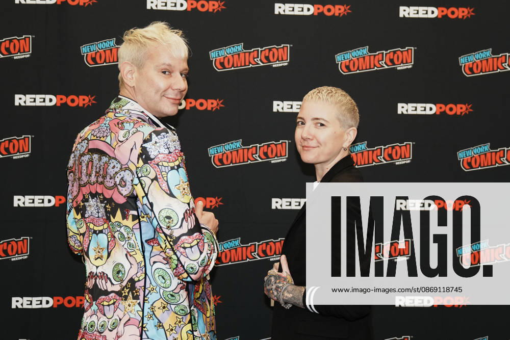 Drag queen and actor JIMBO and writer director JEM GARRARD pose for a photo as Tubi presents R.L. Stine s Pumpkin 2 at the 2026 NY Comic Con at the Javits Center on October 10, 2026 in New York. New York USA - ZUMAb148 20261010_zap_b148_020
