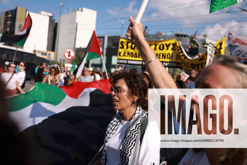Global day of Action for Palestine protest in Athens ATHENS, GREECE - OCTOBER 10 : People take part in a protest during the Global Day of Action for Palestine in Athens, Greece on October 10, 2026. Costas Baltas Anadolu Athens Greece. Editorial use only. Please get in touch for any other usage.