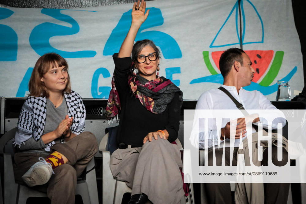 Greta Thunberg and Francesca Albanese at NATO Base X Conference - Napoli Greta Thunberg and Francesca Albanese attend the NATO Base X Conference at the former NATO base in Bagnoli, Naples, Italy on October 10, 2026, where Thunberg discusses CPRs and participates in a pro-Palestine debate with Albanese. Photo by Renato Esposito Napolipress IPA ABACAPRESS.COM Napoli - Italy