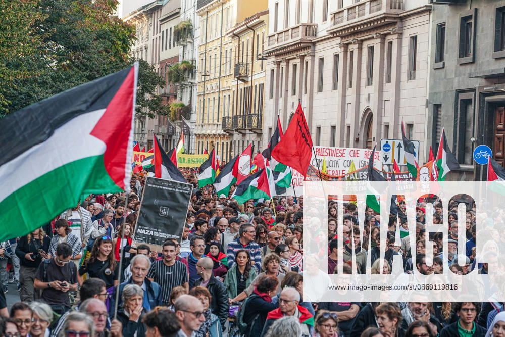 IPA89509187 - Milan, National Day of Mobilization: The End of Genocide Is the End of Zionism, marking the third anniversary of the start of the conflict in Gaza