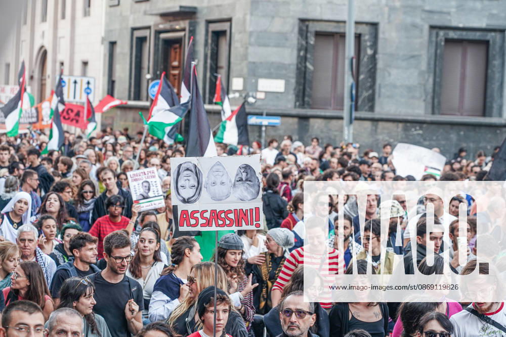 IPA89509189 - Milan, National Day of Mobilization: The End of Genocide Is the End of Zionism, marking the third anniversary of the start of the conflict in Gaza