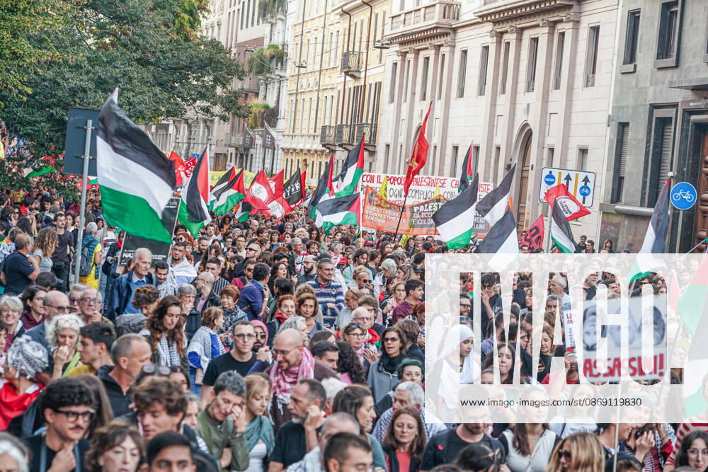 IPA89509190 - Milan, National Day of Mobilization: The End of Genocide Is the End of Zionism, marking the third anniversary of the start of the conflict in Gaza