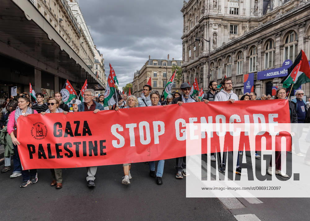 La France Insoumise has called for participation in the demonstration against the genocide in Gaza and in support of the Palestinian people. The demonstration will begin at 2 p.m. at Place de la Ro publique in Paris. - ZUMAs287 20261010_zip_s287_010