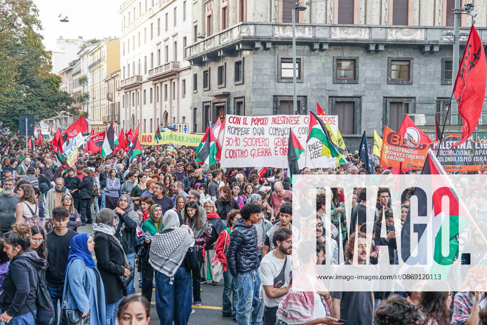 IPA89509182 - Milan, National Day of Mobilization: The End of Genocide Is the End of Zionism, marking the third anniversary of the start of the conflict in Gaza