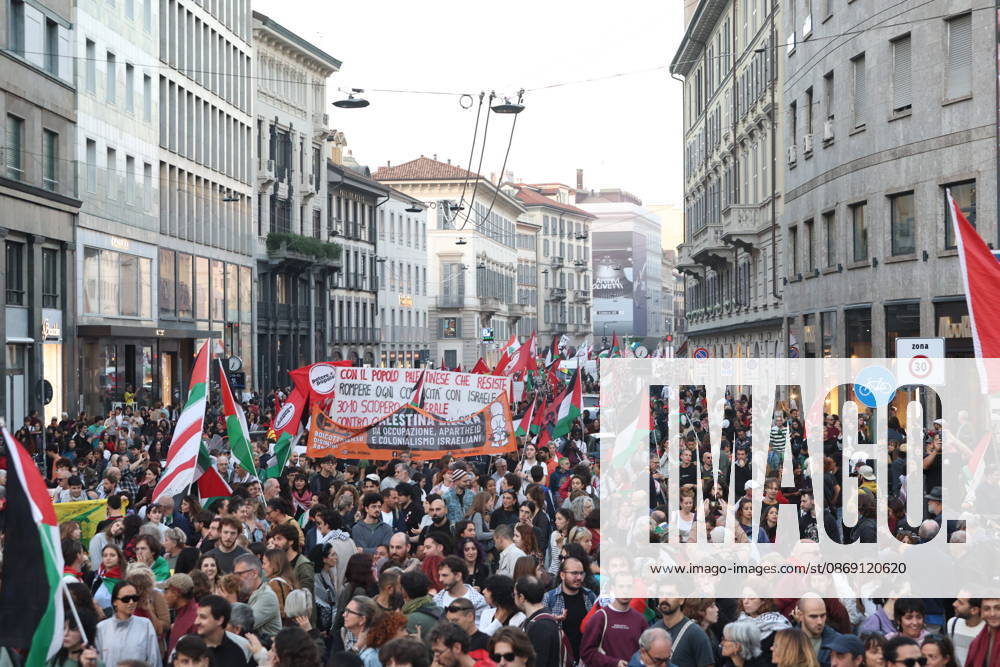 IPA89509905 - Milan, National Day of Mobilization: The End of Genocide Is the End of Zionism, marking the third anniversary of the start of the conflict in Gaza