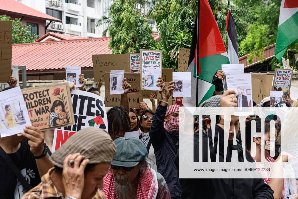 Pro-Palestinian protesters rally in Bangkok BANGKOK, THAILAND, OCTOBER 10, 2026: Pro-Palestinian demonstrators gather outside the Israeli Embassy in Bangkok during a protest marking 1,100 days since the start of the war in Gaza. Participants held portraits of Palestinians killed during the conflict for three minutes in an action titled Every Life Isn t Just a Number, symbolizing three years of war. The demonstration was held as part of a Global Action Day for Palestine. Bangkok Thailand