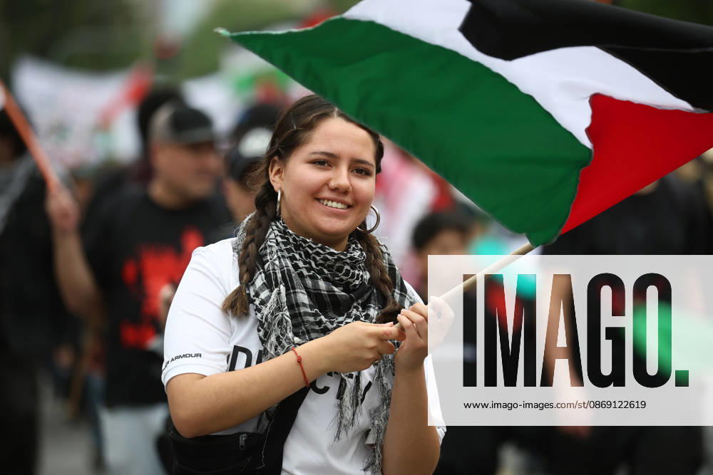 Santiago, October 10, 2026: March for Palestine organized by the Global Action for Palestine (GAFP) alliance along Alameda Street in downtown Santiago. Dragomir Yankovic, Aton Chile, Santiago, Chile. Aton 1198376