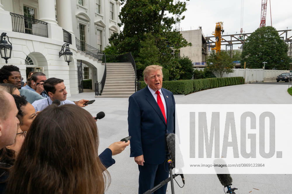 President DONALD TRUMP speaks to members of the media on the South Lawn of the White House before departing for Clarksville, Tennessee, where he is scheduled to attend a campaign rally in support of Republican candidates ahead of the November midterm elections. Washington United States - ZUMAk206 20261010_znp_k206_003