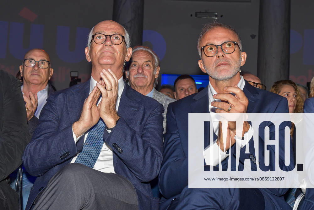 Ernesto Maria Ruffini (R) and Franco Gabrielli (L) together during the launch event of the new center-left political movement Più Uno at the Salone delle Colonne in Rome. Rome Italy - ZUMAs197 20261010_aaa_s197_131