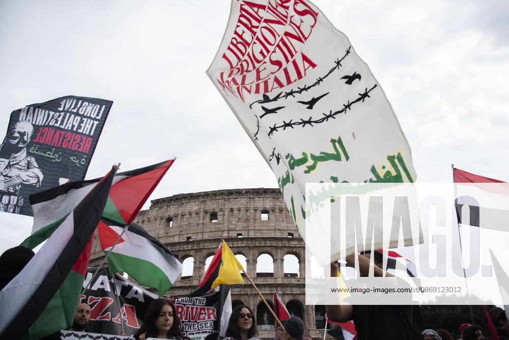 IPP Photo by Diego Nangano, Rome, October 10, 2026: Pro-Palestine demonstration; the photo shows protesters with flags. Italy Photo Press World Copyright