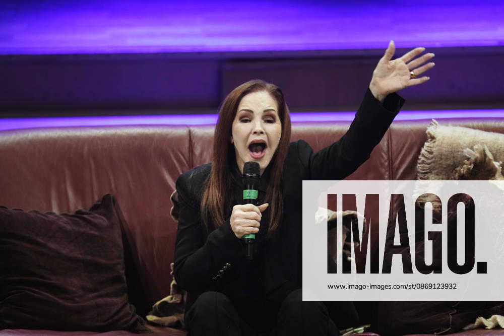 Priscilla Presley on stage with her talk show *An Evening with Priscilla Presley* at Haga Konserthall in Gothenburg, Sweden, on October 10, 2026 GOTHENBURG SWEDEN