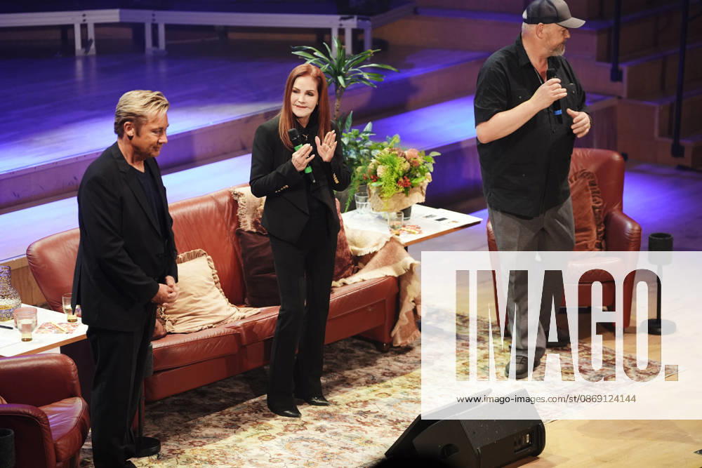 Priscilla Presley on stage with her talk show *An Evening with Priscilla Presley* at Haga Konserthall in Gothenburg, Sweden, on October 10, 2026 GOTHENBURG SWEDEN