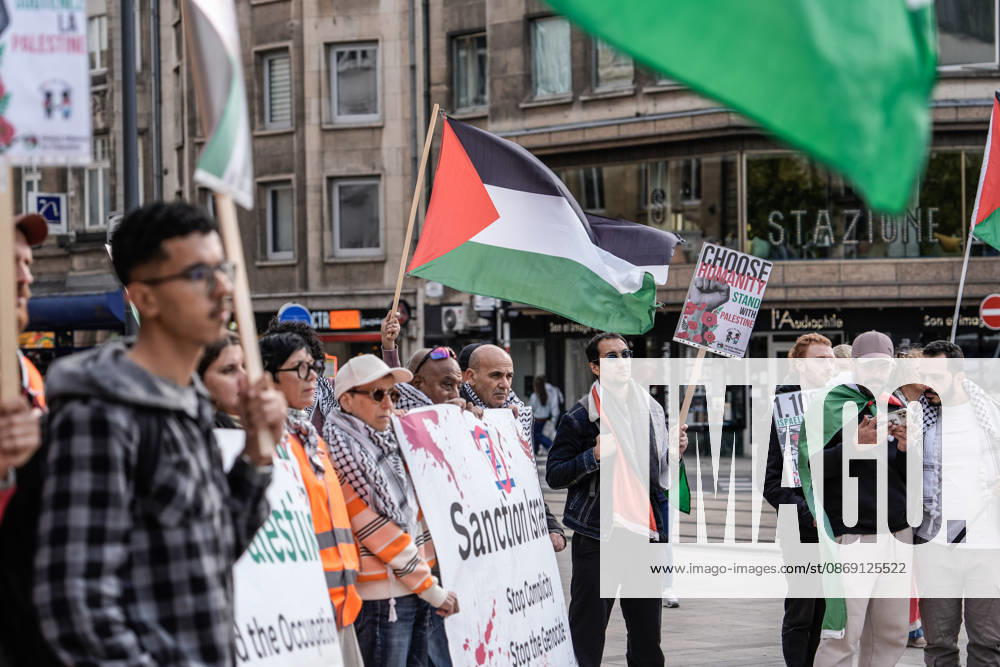 Pro-Palestine demonstration held in Luxembourg LUXEMBOURG, LUXEMBOURG - OCTOBER 10: Demonstrators gather for a pro-Palestine march organized by the Letz Act for Palestine initiative as part of a global day of action in solidarity with Palestinians in Luxembourg City, Luxembourg, on October 10, 2026. Organized in response to a call by the Global Alliance for Palestine, the march begins on Boulevard Franklin Roosevelt and proceeds towards Place de Paris, with participants calling for justice, freedom and self-determination for Palestinians. Muhammed Said Tako Anadolu Luxembourg Luxembourg. Editorial use only. Please get in touch for any other usage.