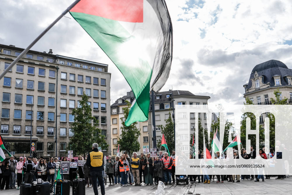 Pro-Palestine demonstration held in Luxembourg LUXEMBOURG, LUXEMBOURG - OCTOBER 10: Demonstrators gather for a pro-Palestine march organized by the Letz Act for Palestine initiative as part of a global day of action in solidarity with Palestinians in Luxembourg City, Luxembourg, on October 10, 2026. Organized in response to a call by the Global Alliance for Palestine, the march begins on Boulevard Franklin Roosevelt and proceeds towards Place de Paris, with participants calling for justice, freedom and self-determination for Palestinians. Muhammed Said Tako Anadolu Luxembourg Luxembourg. Editorial use only. Please get in touch for any other usage.