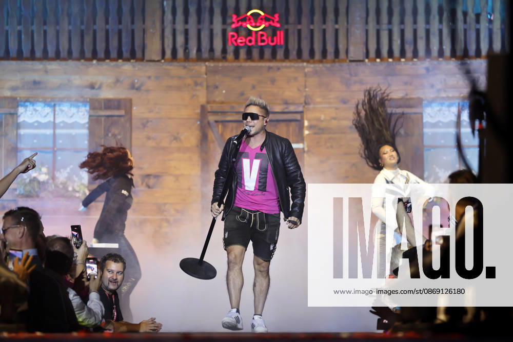 Musician Matty Valentino at the Mountain Mania party hit event—the biggest après-ski party since the invention of winter—at the Lanxess Arena in Cologne, October 10, 2026, North Rhine-Westphalia, Germany