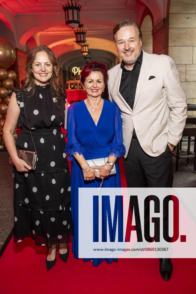 ABB HOPEGALA: Lidija Grossmann, Viola Klein, and Stephan Grossmann as guests on the red carpet at the 2026 Hope Gala at the Schauspielhaus Dresden on October 10, 2026, in Dresden, Saxony, Germany