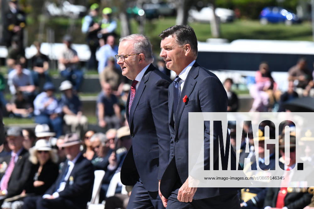 COMMEMORATIVE SERVICE OPERATION SLIPPER, Australian Prime Minister Anthony Albanese and Australian Opposition Leader Angus Taylor arrive to lay wreaths during a commemorative service recognising the 25th anniversary of Australian service in Afghanistan, at the Australian War Memorial in Canberra, Sunday, October 11, 2026. ( NO ARCHIVING CANBERRA AUSTRALIAN CAPITAL TERRITORY Australia