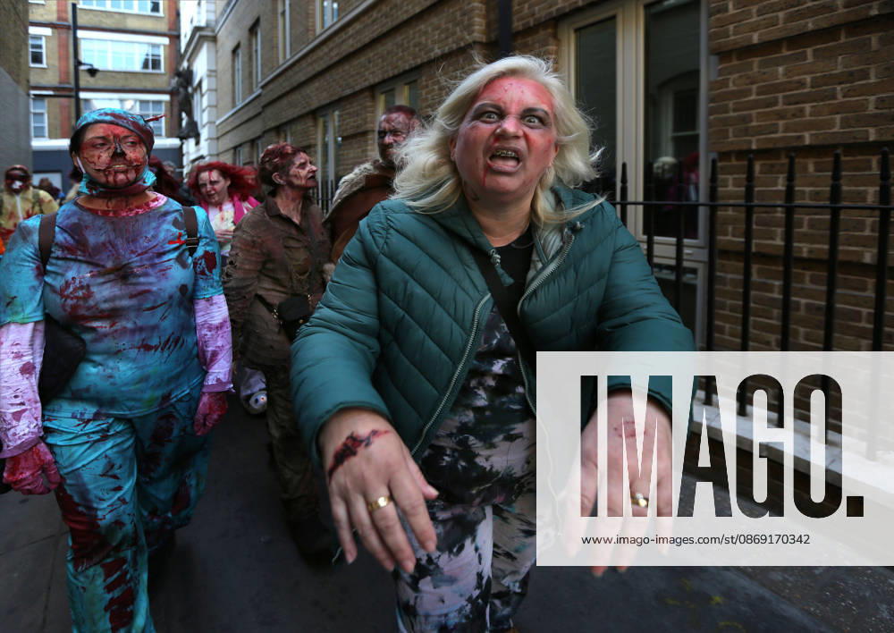 World Zombie Day In London, UK - 10 Oct 2026 Revellers walk in zombie fashion in the streets of Soho during the celebration. Supporters of World Zombie Day dressed in their best zombie attire and took to the streets and open spaces of London’s Soho district. The event started in the United States in 2006 and raises money through donations for charities like The Dead Good Club that helps people keep abreast of fast changing technologies like AI and digital media. London United Kingdom