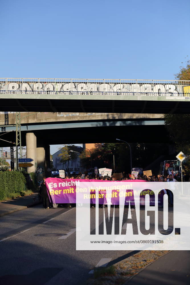 Protesters march down Friedrich Engels Street carrying a banner reading Enough is enough! Give us housing! Lower the rents! during a demonstration against the housing crisis and rising rents, Potsdam, October 10, 2026. Rent Protest in Potsdam