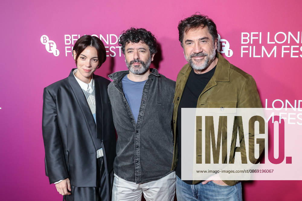 VICTORIA LUENGO (L),RODRIGO SOROGOYEN (C) and JAVIER BARDEM (R) attend the premiere of â€oeThe Belovedâ€� during the 70th BFI London Film Festival at BFI IMAX in London. London United Kingdom - ZUMAa279 20261011_zsp_a279_032