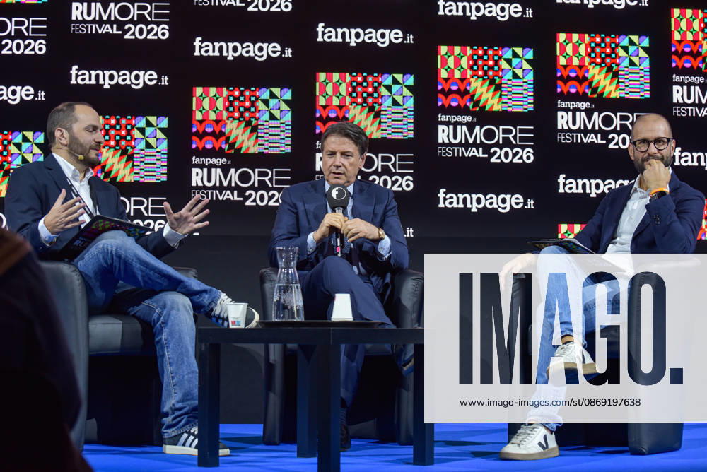 Political leaders Elly Schlein, Giuseppe Conte, Nicola Fratoianni, and Giovanni Donzelli take part in the panel Faccia a Faccia con i politici with Fanpage.it journalists during the Rumore Festival 2026 at Acquario Romano. - 11 Oct 2026 Fanpage.it Co-Director Adriano Biondi (L), Movimento 5 Stelle President Giuseppe Conte (C), and Fanpage.it Director Francesco Cancellato (R) during an interview at the panel Faccia a Faccia con i politici during the Rumore Festival 2026 at Acquario Romano in Rome. Rome Italy