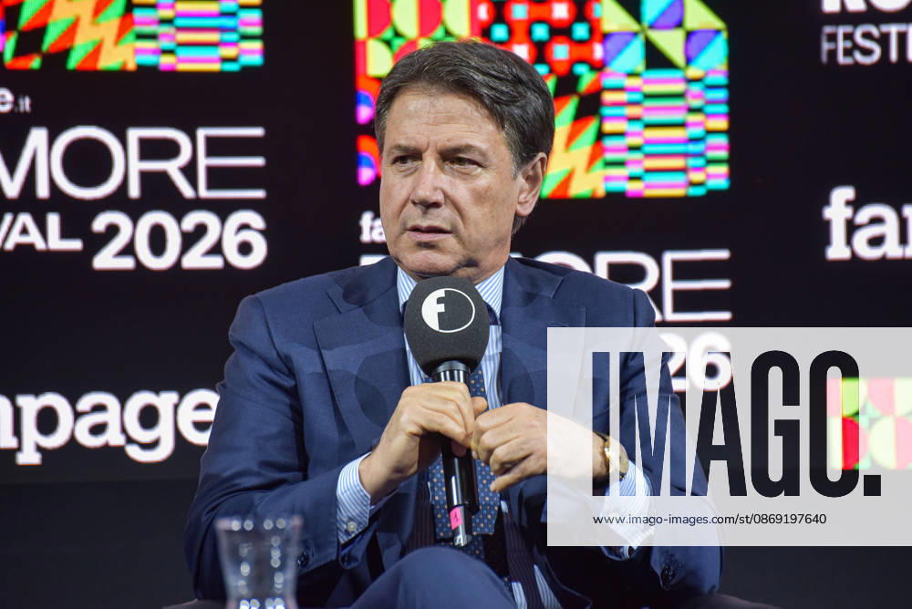 Political leaders Elly Schlein, Giuseppe Conte, Nicola Fratoianni, and Giovanni Donzelli take part in the panel Faccia a Faccia con i politici with Fanpage.it journalists during the Rumore Festival 2026 at Acquario Romano. - 11 Oct 2026 Movimento 5 Stelle President Giuseppe Conte speaks during the panel Faccia a Faccia con i politici at the Rumore Festival 2026 at Acquario Romano in Rome. Rome Italy