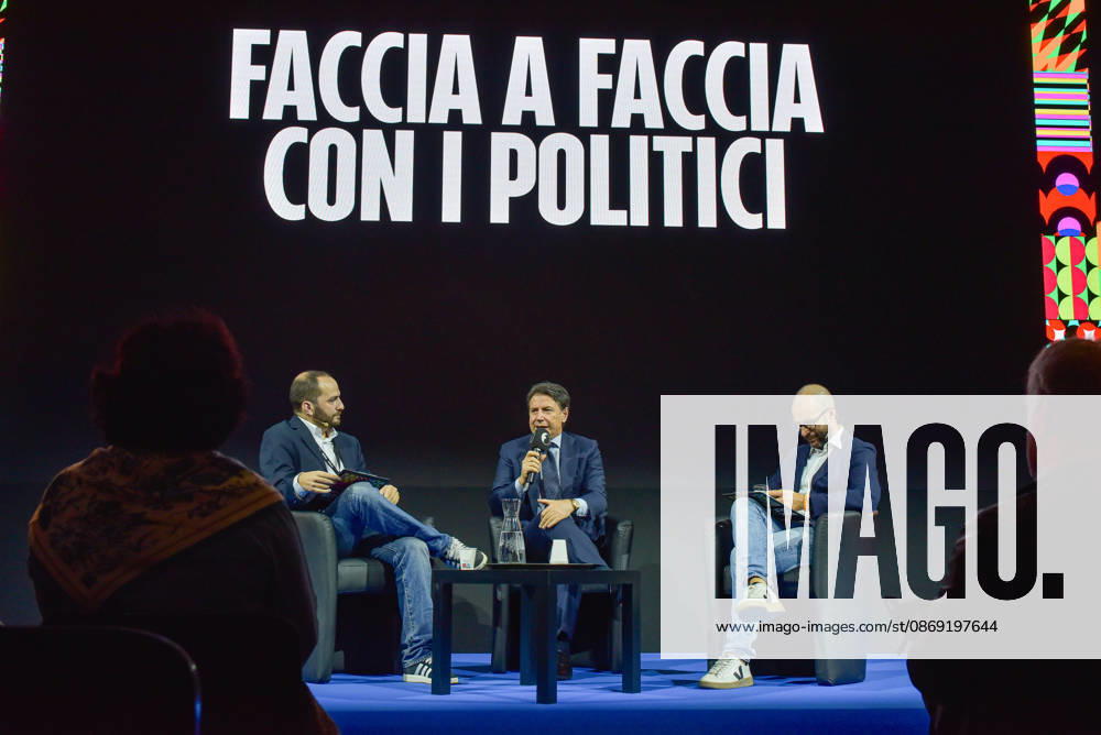 Political leaders Elly Schlein, Giuseppe Conte, Nicola Fratoianni, and Giovanni Donzelli take part in the panel Faccia a Faccia con i politici with Fanpage.it journalists during the Rumore Festival 2026 at Acquario Romano. - 11 Oct 2026 Fanpage.it Co-Director Adriano Biondi (L), Movimento 5 Stelle President Giuseppe Conte (C), and Fanpage.it Director Francesco Cancellato (R) during an interview at the panel Faccia a Faccia con i politici during the Rumore Festival 2026 at Acquario Romano in Rome. Rome Italy