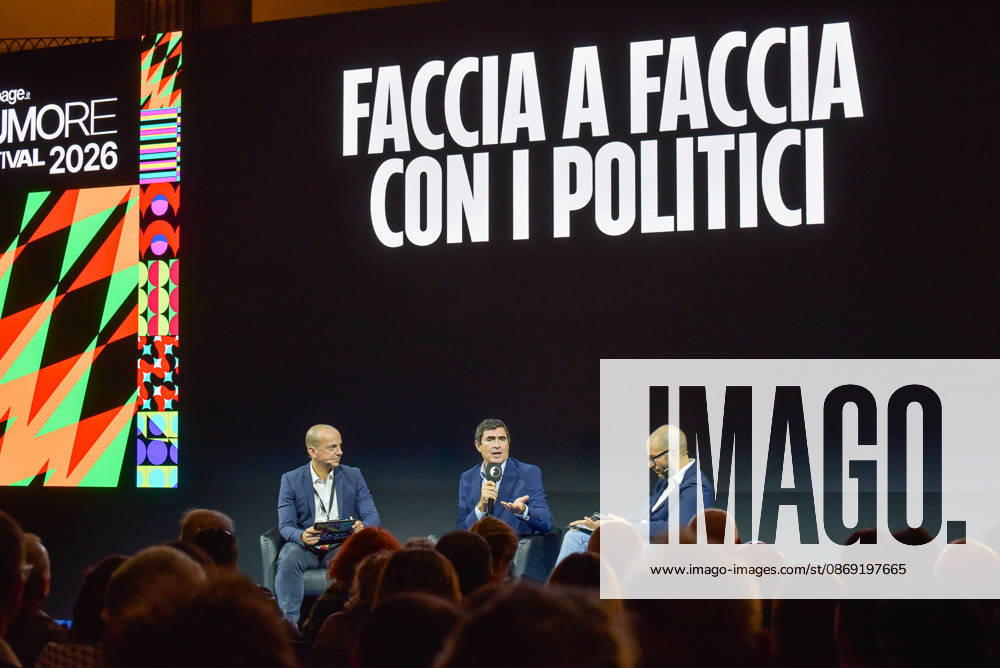 Political leaders Elly Schlein, Giuseppe Conte, Nicola Fratoianni, and Giovanni Donzelli take part in the panel Faccia a Faccia con i politici with Fanpage.it journalists during the Rumore Festival 2026 at Acquario Romano. - 11 Oct 2026 Fanpage.it reporter Marco Billeci (L), Sinistra Italiana Secretary Nicola Fratoianni (C), and Fanpage.it Director Francesco Cancellato (R) during an interview at the panel Faccia a Faccia con i politici during the Rumore Festival 2026 at Acquario Romano in Rome. Rome Italy