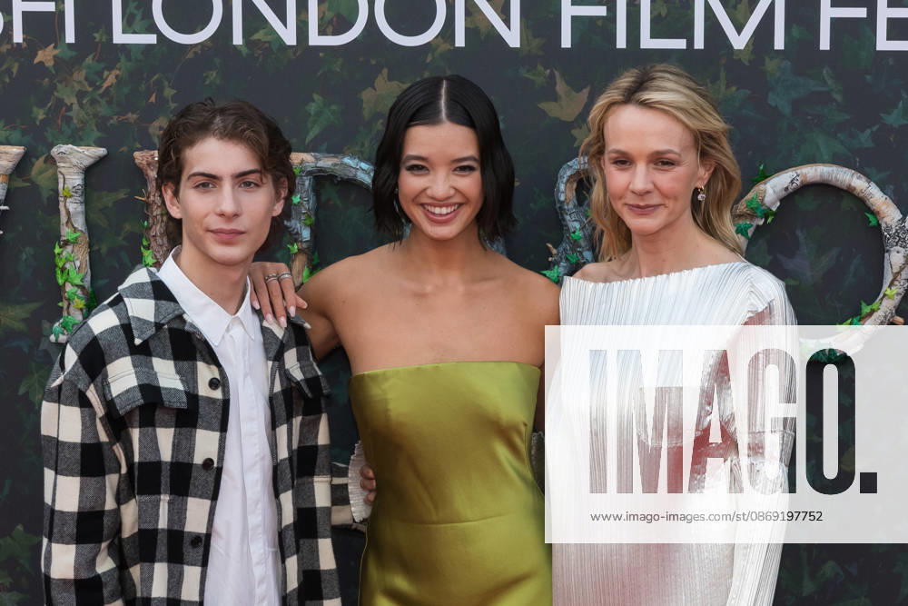 Wildwood Premiere at BFI London Film Festival LONDON, UNITED KINGDOM - OCTOBER 11: (L-R) Jacob Tremblay, Peyton Elizabeth Lee and Carey Mulligan attend the premiere of Wildwood during the 70th BFI London Film Festival at the Royal Festival Hall in London, United Kingdom on October 11, 2026. Wiktor Szymanowicz Anadolu London United Kingdom. Editorial use only. Please get in touch for any other usage.