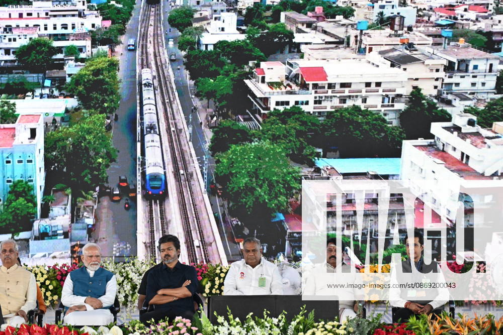 Indian Politics CHENNAI METRO PHASE-II INAUGURATION & JOINT RIDE CHENNAI, TAMIL NADU: Prime Minister Narendra Modi alongside Tamil Nadu Chief Minister C. Joseph Vijay waves to the gathering during the flagging-off ceremony of the Phase II network of the Chennai Metro Rail Project at the Porur Bypass Metro Rail Station on Sunday, October 11, 2026. PM Modi and CM Vijay subsequently undertook a joint metro ride from Porur Bypass Station to Poonamallee Bypass Station and back, marking the official opening of the â‚¹4,900-crore, 14.6-km Poonamallee Vadapalani elevated stretch. The high-profile event marked the first joint public appearance of the two leaders following Vijay s recent victory in the Tamil Nadu Assembly elections. Chennai INDIA