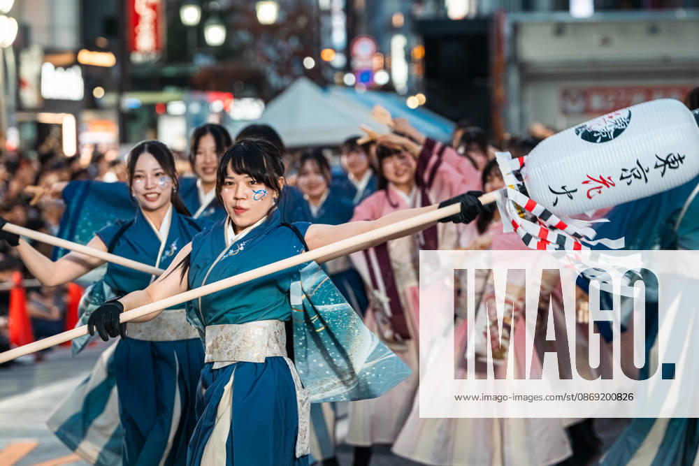 General view, October 11, 2026 - Dancers perform during the main festival of the 27th Tokyo Yosakoi Festival in Ikebukuro, Tokyo, Japan, on October 11, 2026. Held as part of Fukuro Matsuri, the annual dance festival brings together approximately 100 teams and 5,000 performers from across Japan, filling the streets with colorful costumes, synchronized choreography, and energetic yosakoi performances. aflo_355096951