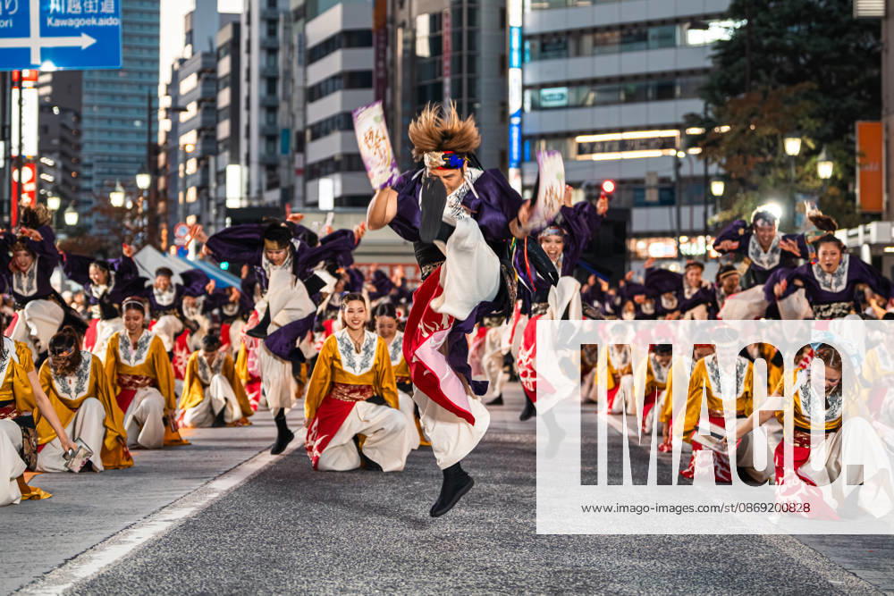 General view, October 11, 2026 - Dancers perform during the main festival of the 27th Tokyo Yosakoi Festival in Ikebukuro, Tokyo, Japan, on October 11, 2026. Held as part of Fukuro Matsuri, the annual dance festival brings together approximately 100 teams and 5,000 performers from across Japan, filling the streets with colorful costumes, synchronized choreography, and energetic yosakoi performances. aflo_355096952