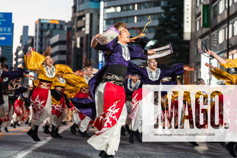 General view, October 11, 2026 - Dancers perform during the main festival of the 27th Tokyo Yosakoi Festival in Ikebukuro, Tokyo, Japan, on October 11, 2026. Held as part of Fukuro Matsuri, the annual dance festival brings together approximately 100 teams and 5,000 performers from across Japan, filling the streets with colorful costumes, synchronized choreography, and energetic yosakoi performances. aflo_355096957