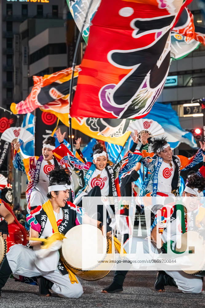General view, October 11, 2026 - Dancers perform during the main festival of the 27th Tokyo Yosakoi Festival in Ikebukuro, Tokyo, Japan, on October 11, 2026. Held as part of Fukuro Matsuri, the annual dance festival brings together approximately 100 teams and 5,000 performers from across Japan, filling the streets with colorful costumes, synchronized choreography, and energetic yosakoi performances. aflo_355097074