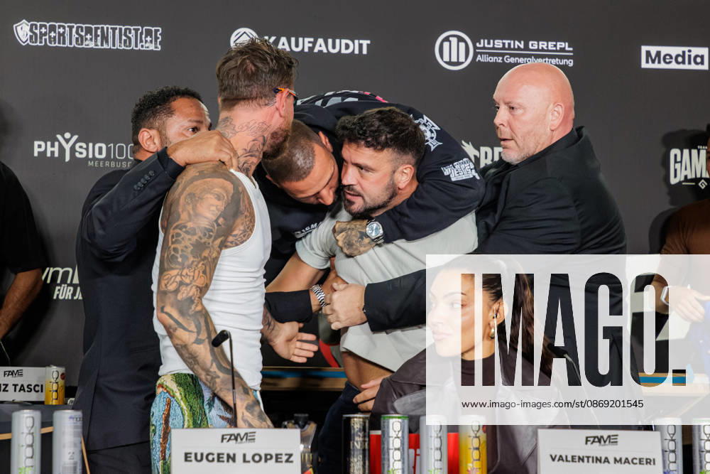 Yasin Cilingir in the commotion at the press conference for Fame Fighting 4 Celebrity Boxing at the Atlantic Hotel in Essen, North Rhine-Westphalia, Germany
