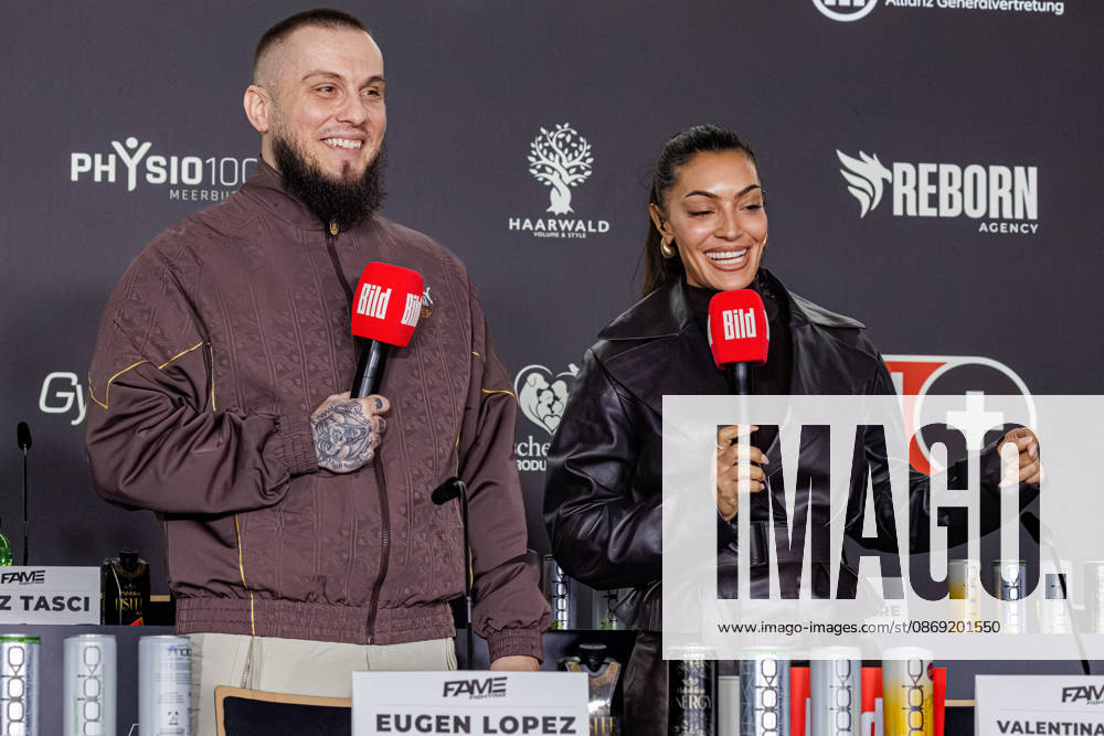 Eugen Lopez and Valentina Maceri at the press conference for Fame Fighting 4 Celebrity Boxing at the Atlantic Hotel in Essen, North Rhine-Westphalia, Germany
