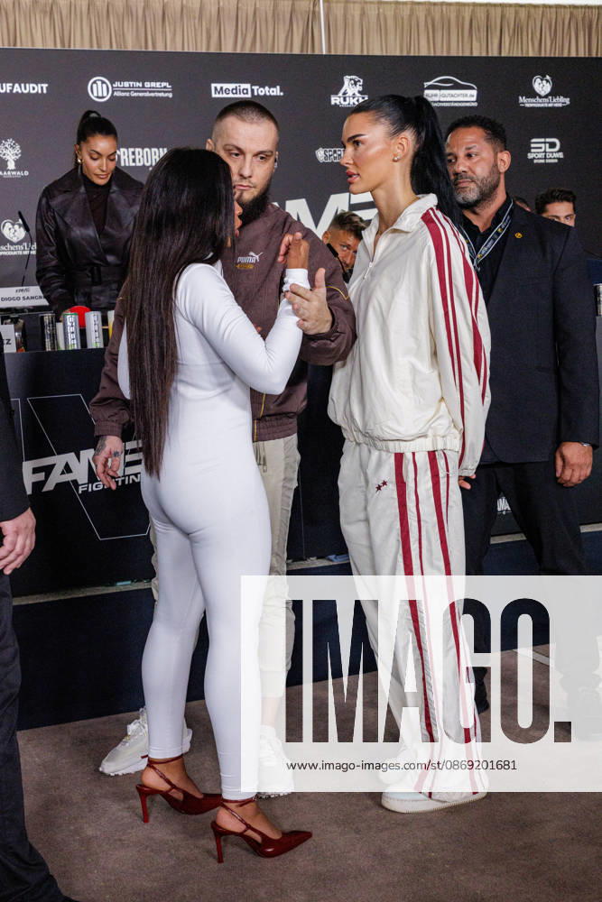 Hati Suarez and Nelly Noire at the press conference for Fame Fighting 4 Celebrity Boxing at the Atlantic Hotel in Essen, North Rhine-Westphalia, Germany