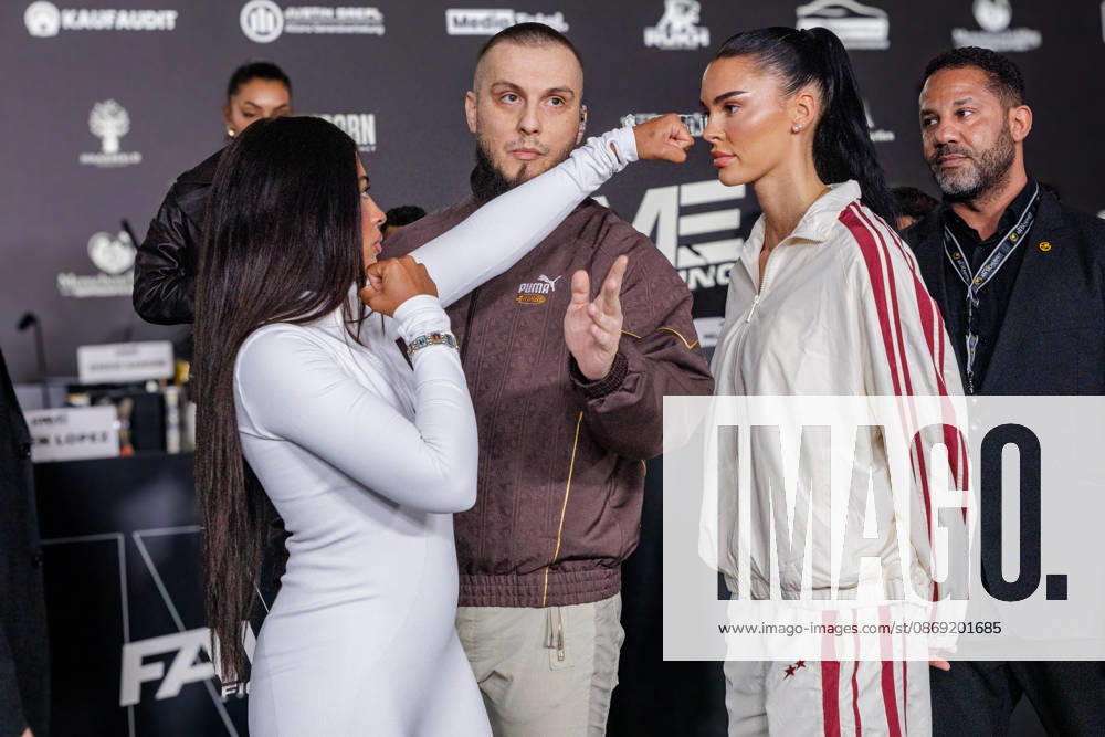 Hati Suarez and Nelly Noire at the press conference for Fame Fighting 4 Celebrity Boxing at the Atlantic Hotel in Essen, North Rhine-Westphalia, Germany