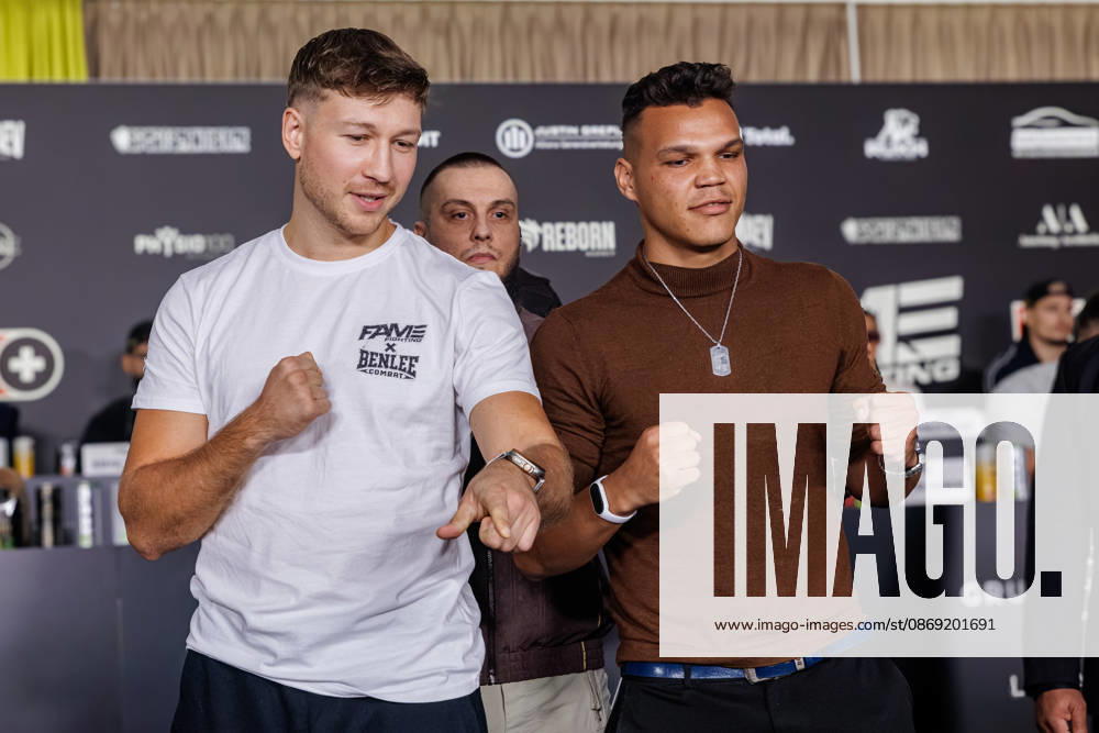 Oliver Ginkel and Allen Bauer at the press conference for Fame Fighting 4 Celebrity Boxing at the Atlantic Hotel in Essen, North Rhine-Westphalia, Germany
