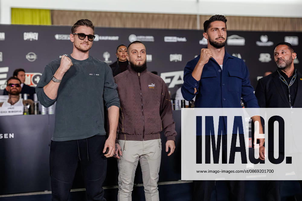 Tommy Pedroni, Eugen Lopez, and Lorik Bunjaku at the press conference for Fame Fighting 4 Celebrity Boxing at the Atlantic Hotel in Essen, North Rhine-Westphalia, Germany
