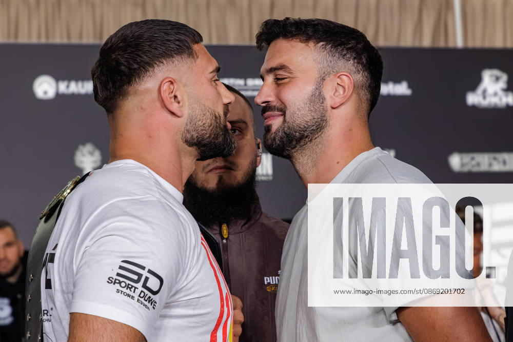 Aleks Petrovic and Yasin Cilingir at the press conference for Fame Fighting 4 Celebrity Boxing at the Atlantic Hotel in Essen, North Rhine-Westphalia, Germany