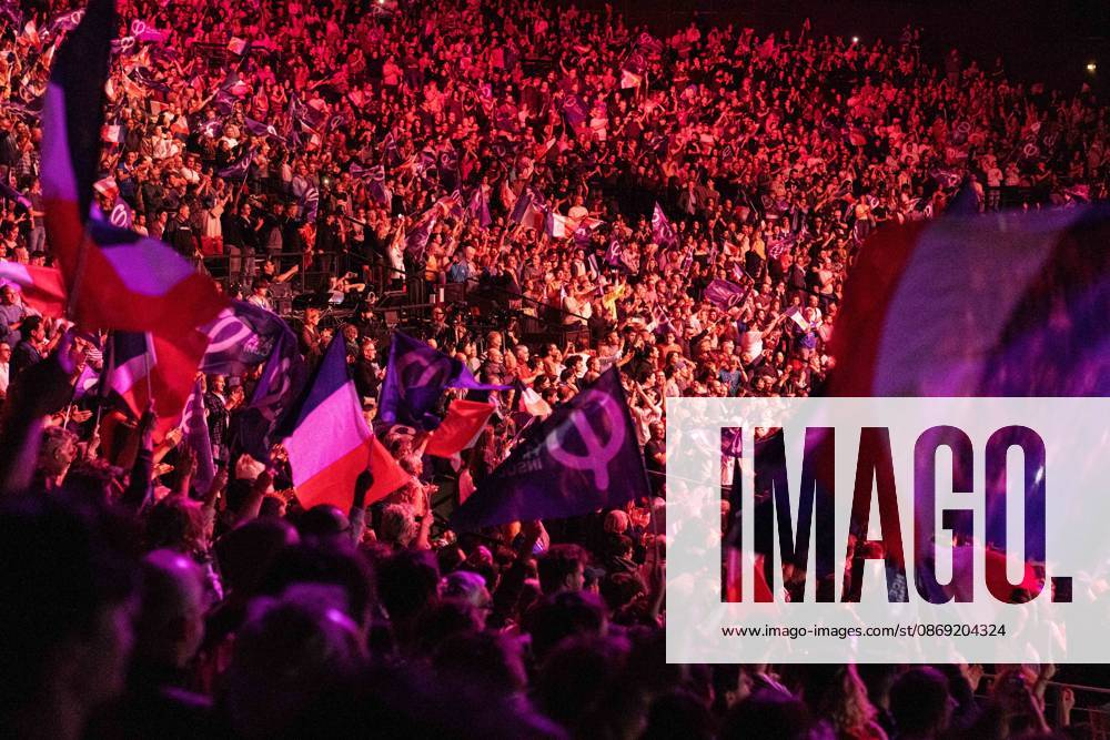 CLERMONT-FERRAND, FRANCE - OCTOBER 11, 2026: Jean-Luc Melenchon, leader of the far-left party La France Insoumise (LFI) and 2027 presidential candidate, delivers a speech during a major political rally at the Zenith d Auvergne in Clermont-Ferrand, France, on October 11, 2026. Around 10,000 supporters gathered at the venue to attend the campaign event. Clermont-Ferrand France - ZUMAa252 20261011_zip_a252_018
