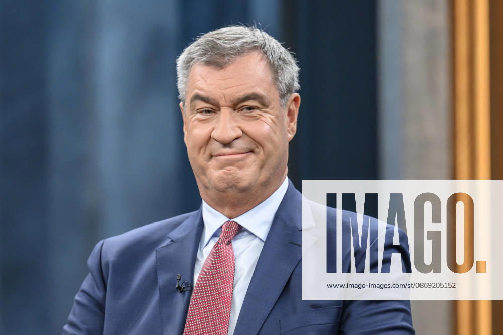 Pictured, from left: Markus Söder, Minister-President of Bavaria, CSU, GER; Berlin, studio; guest on Caren Miosga’s political talk show, TV program, Das Erste, from Studio 20 in Berlin-Adlershof, Topic: How will the government get out of the crisis, Mr. Söder, October 11, 2026,